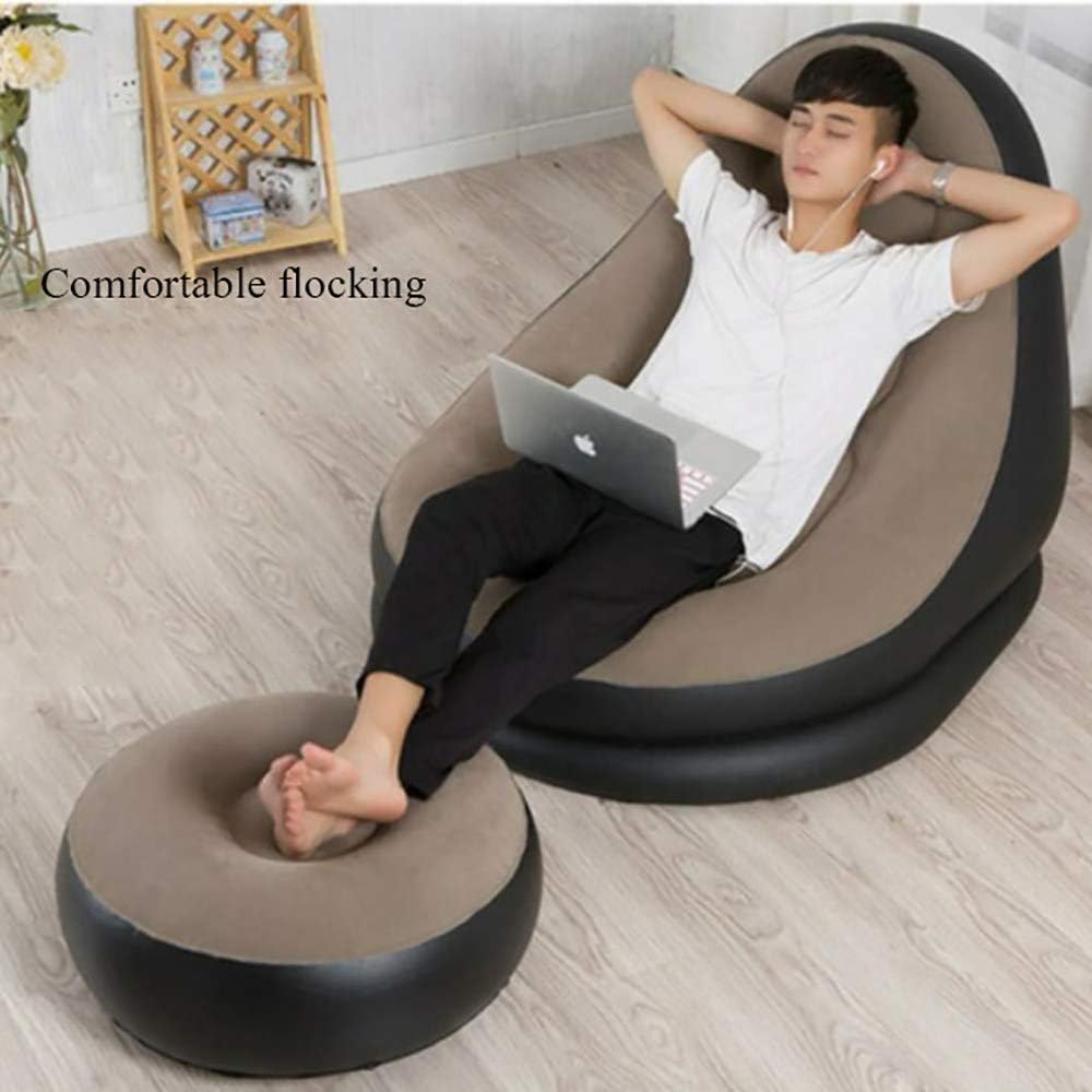 Inflatable Lounge Chair with Ottoman (كرسي استرخاء قابل للنفخ مع مسند قدم مريح)