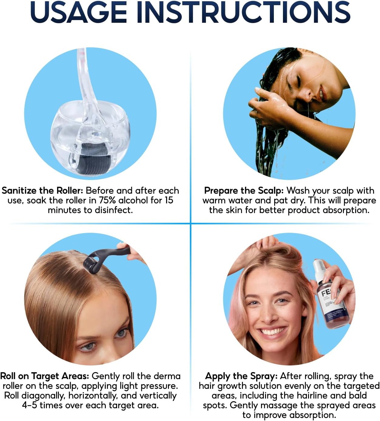 FEG Plus Hair Spray مع Derma Roller – لعلاج تساقط الشعر وتحفيز النمو الطبيعي