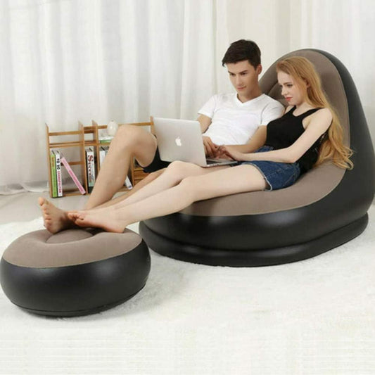 Inflatable Lounge Chair with Ottoman (كرسي استرخاء قابل للنفخ مع مسند قدم مريح)