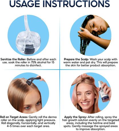 FEG Plus Hair Spray مع Derma Roller – لعلاج تساقط الشعر وتحفيز النمو الطبيعي